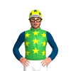 GREEN, YELLOW STARS, INDIGO SLEEVES, YELLOW CAP, INDIGO STARS, WHITE PEAK