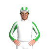White, Green Diamond, Striped Sleeves and Cap