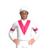 White, Cerise Vees, Chevron Armbands, Diamond Cap
