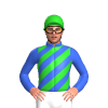 Royal Blue, Lime Green Diagonal Stripes And Cap