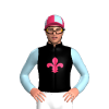 Black, Cerise Fleur De Lys, Light Blue Sleeves, Black, Cerise And Light Blue Quartered Cap
