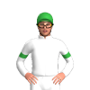 White, Green Armbands And Cap