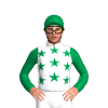 White, Emerald Green Stars, Sleeves And Cap With White Button