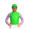 Lime Green, Lilac Sleeves, Lime Green Cap