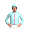 Pale Blue With Cerise Seams