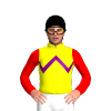 YELLOW, PURPLE ZIGZAG CHEVRON , RED SLEEVES, Black cap