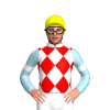 WHITE, RED DIAMOND CHECKS, LIGHT BLUE SLEEVES, WHITE ARMBANDS, Yellow cap