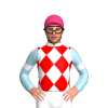 WHITE, RED DIAMOND CHECKS, LIGHT BLUE SLEEVES, WHITE ARMBANDS, Pink cap