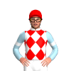 WHITE, RED DIAMOND CHECKS, LIGHT BLUE SLEEVES, WHITE ARMBANDS, Red cap