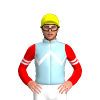 LIGHT BLUE, WHITE ZIGZAG CHEVRON,RED SLEEVES, WHITE DOUBLE ARMBANDS, Yellow cap