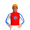 RED, BLUE DIAMOND BAND, WHITE SLEEVES, BLUE STRIPE SLEEVES, Orange cap