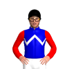MEDIUM BLUE, WHITE ZIGZAG CHEVRON, RED SLEEVES, Black cap
