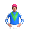 BLUE, GREEN VEE, BLUE SLEEVES, WHITE STRIPE, WHITE ARMBANDS, CUFF, Pink cap