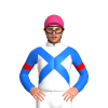 WHITE, BLUE CROSSED SASHES, SLEEVES, RED ARMBANDS, Pink cap