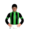 GREEN, BLACK STRIPES, BLACK SLEEVES, GREEN ARMBANDS, Black cap