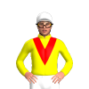 YELLOW, RED VEE, White cap