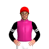 MAGENTA, BLACK SLEEVES, WHITE DOUBLE ARMBANDS, Red cap