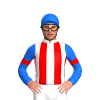 WHITE, RED STRIPES, BLUE SLEEVES, RED ARMBANDS, Blue cap