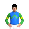 BLUE, GREEN ZIGZAG CHEVRON, SLEEVES, YELLOW ARMBANDS, Black cap