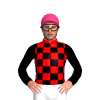 RED, BLACK CHECKS, BLACK SLEEVES, Pink cap