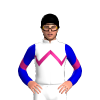 WHITE, MAGENTA ZIGZAG CHEVRON, MEDIUM BLUE SLEEVES, MAGENTA CHEVRON, Black cap