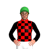 RED, BLACK CHECKS, BLACK SLEEVES, Green cap