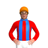 RED,BLUE STRIPES,COLLAR, Orange cap