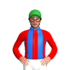RED,BLUE STRIPES,COLLAR, Green cap