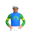 BLUE, GREEN ZIGZAG CHEVRON, SLEEVES, YELLOW ARMBANDS, White cap