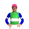 GREEN, WHITE DOUBLE BAND, MEDIUM BLUE SLEEVES, WHITE ARMBANDS, Pink cap