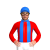RED,BLUE STRIPES,COLLAR, Blue cap