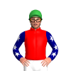 RED, WHITE FIVE STARS, NAVY SLEEVES, WHITE STARS, Green cap