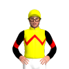 YELLOW, RED ZIGZAG CHEVRON,BLACK SLEEVES, RED CHEVRON, Yellow cap