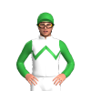 WHITE, GREEN ZIGZAG CHEVRON, GREEN SLEEVES, Green cap