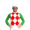 WHITE, RED DIAMONDS, GREEN SLEEVES, White cap