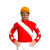 RED, WHITE RIGHT SASH, RED SLEEVES, WHITE STARS, Orange cap