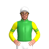 GREEN, YELLOW FIVE STARS, YELLOW SLEEVES, GREEN DOUBLE ARMBANDS, White cap