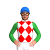 WHITE, RED DIAMONDS, GREEN SLEEVES, Blue cap
