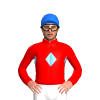 RED, SKY BLUE DIAMOND BAND, RED SLEEVES, SKY BLUE DIAMOND, Blue cap