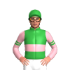 GREEN, LIGHT PINK DOUBLE BAND, LIGHT PINK SLEEVES, GREEN DOUBLE ARMBAND, Green cap