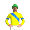 YELLOW, BLUE RIGHT SASH, BLUE ARMBANDS, Green cap