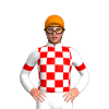 WHITE, RED CHECKS, WHITE SLEEVES, RED ARMBANDS, Orange cap