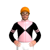 BLACK, LIGHT PINK DIABLO, BLACK SLEEVES, LIGHT PINK DOUBLE ARMBANDS, LIGHT PINK COLLAR, Orange cap