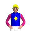 MEDIUM BLUE, YELLOW DIAMOND BAND, MAGENTA SLEEVES, Yellow cap