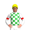 WHITE, GREEN CHECKS, WHITE SLEEVES, RED ARMBANDS, Yellow cap