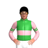 GREEN, LIGHT PINK DOUBLE BAND, LIGHT PINK SLEEVES, GREEN DOUBLE ARMBAND, Black cap