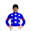 MEDIUM BLUE, WHITE STARS, MEDIUM BLUE SLEEVES, JAZZBERRY JAM ARMBANDS, Black cap