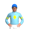 SKY BLUE, YELLOW DIAMOND BAND,SKY BLUE SLEEVES, YELLOW DOUBLE ARMBANDS, Blue cap