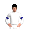 WHITE, NAVY BLUE ARMBANDS, Black cap