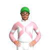 WHITE, LIGHT PINK CROSSED SASHES, SLEEVES, WHITE ARMBAND, Green cap